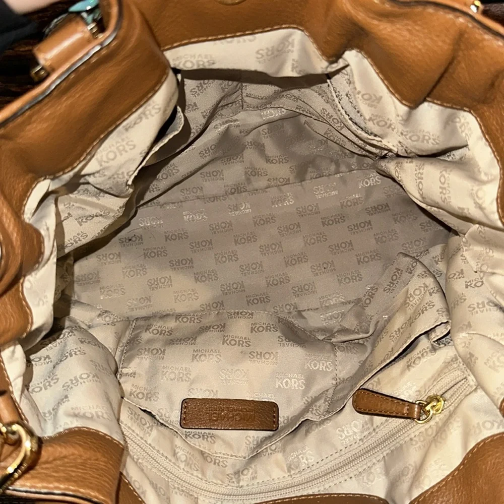 MICHAEL KORS GANSEVOORT LARGE LIGHT BROWN LEATHER TOTE BAG!